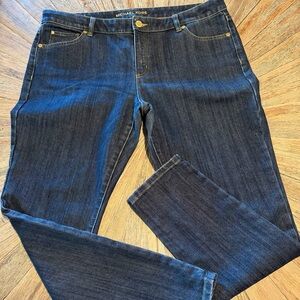 Michael Kors size 14 Izzy skinny jeans dark wash classic jeans gold logo